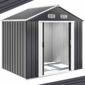 Abri de jardin en métal gris 257x205x177cm